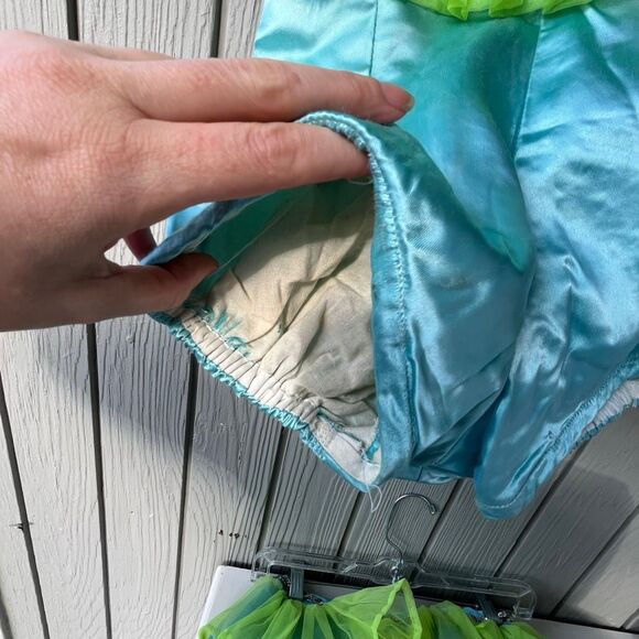 VTG Handmade 2-Piece Dance Costume Blue Lime Tulle Set SZ Child M (Est.) - Picture 11 of 14
